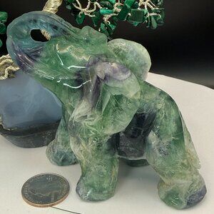 Rainbow Fluorite Elephant Crystal Carving Hand Carved Animal Figurine 1